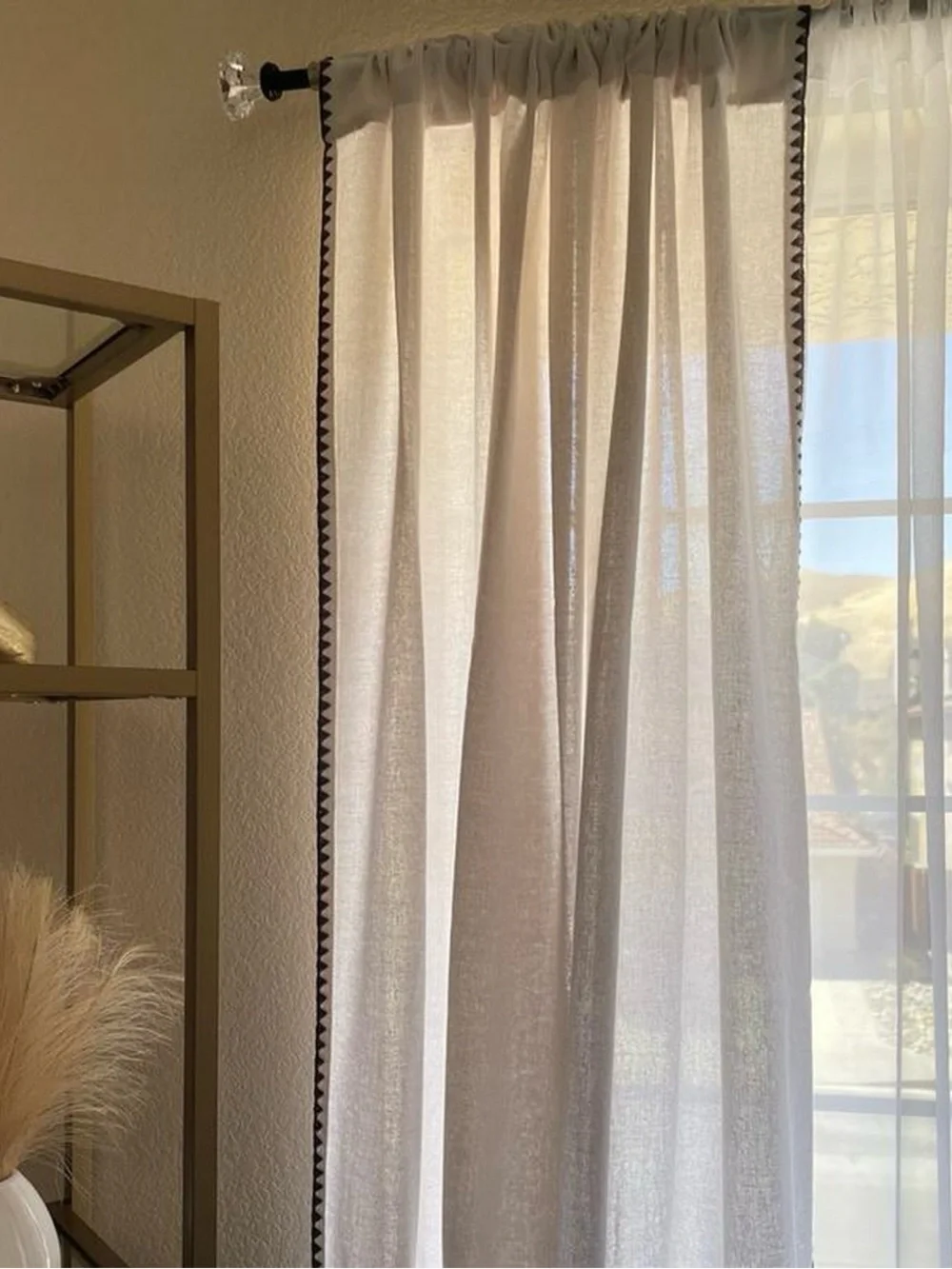 NWT Threshold Cream Stitched Edge Light Filtering Curtain- 1 Panel 54”x95”